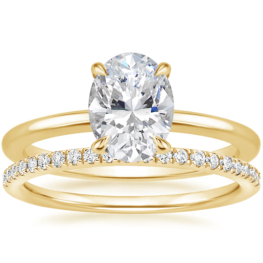 18K Yellow Gold Secret Halo Diamond Ring with Ballad Diamond Ring 1 6 ct. tw